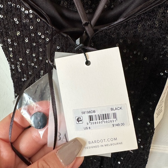 BARDOT Layla mini sequin dress black Sz.8 - Picture 3 of 3